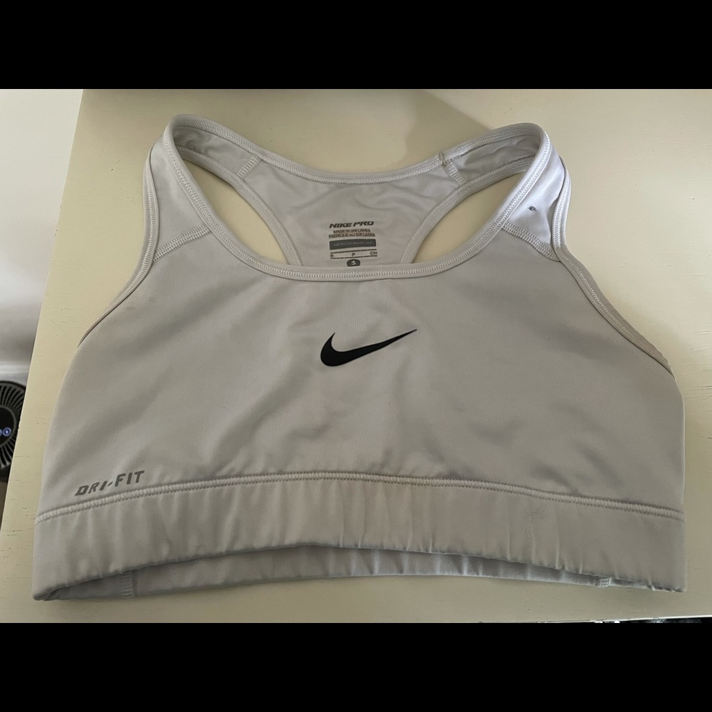 White Nike sports bra
